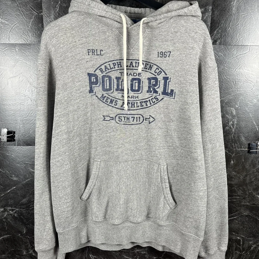 Polo Ralph Lauren Men's Grey Graphic Spell Fleece Hoodie XL